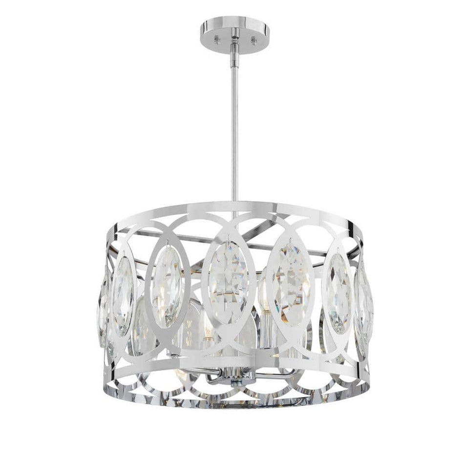 Home Decorators Collection Westchester 4-Light Polished Chrome Round Drum Pendant Light