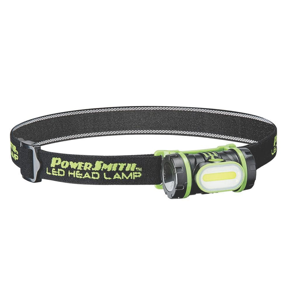 PowerSmith 150 Lumen LED Weatherproof Rotatable Headlamp with Adjustable Band, High/Low/Flashing White Light and Batteries