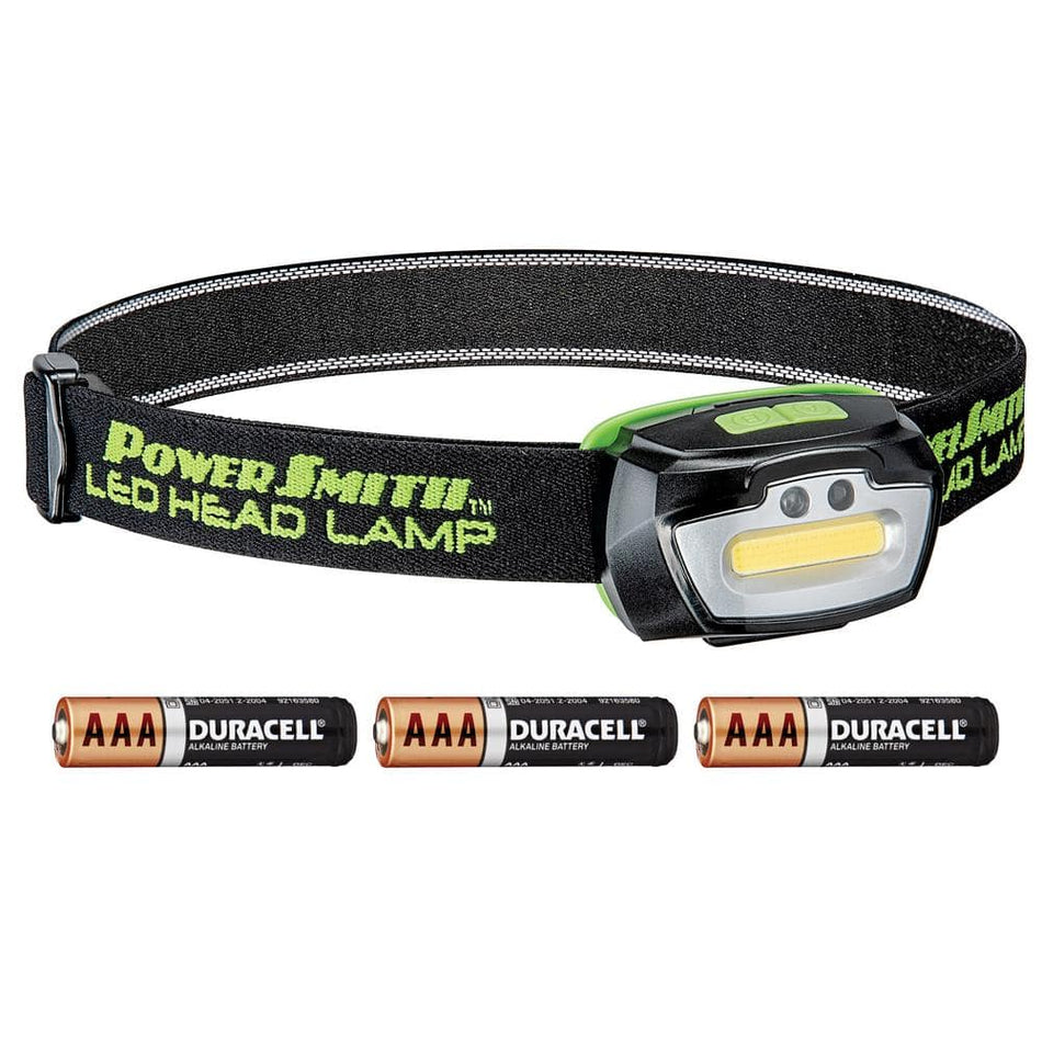 PowerSmith 230 Lumens LED Motion-Sensor WeatherProof Headlamp with Adjustable Strap, High/Low/Strobe Modes and Batteries