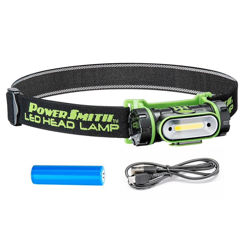 PowerSmith 250 Lumen LED Motion-Sensor Rotatable Weatherproof Flood Headlamp with High/Low/Flashing Modes and Charger