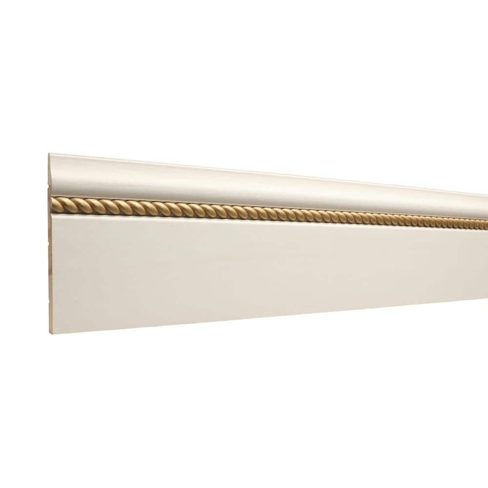 Ornamental Mouldings Haute Gold Rope 1/2 in. x 5-1/2 in. x 96 in. Primed Wood Base Moulding