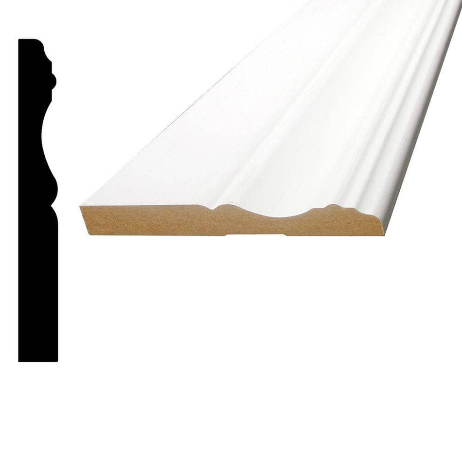 Alexandria Moulding 1/2 in. x 4-1/8 in. x 96 in. MDF Primed Fiberboard Baseboard Moulding