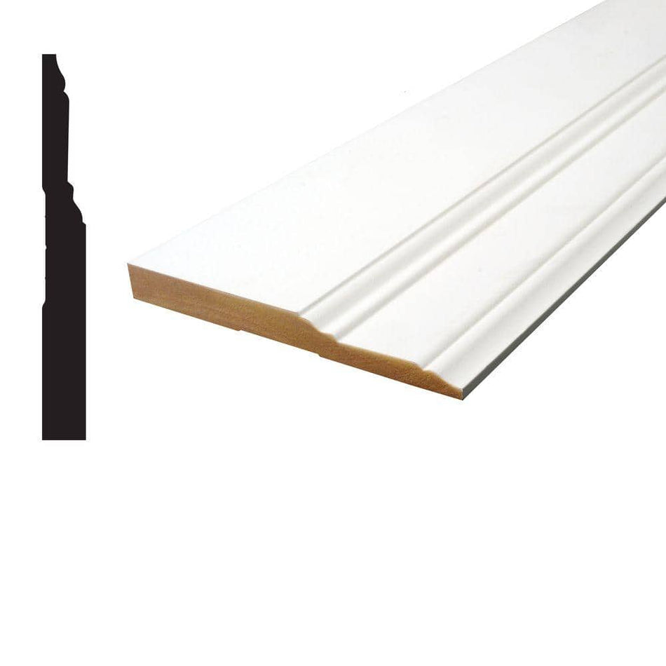 Alexandria Moulding 5/8 in. x 5-1/2 in. x 96 in. Primed MDF Baseboard Moulding