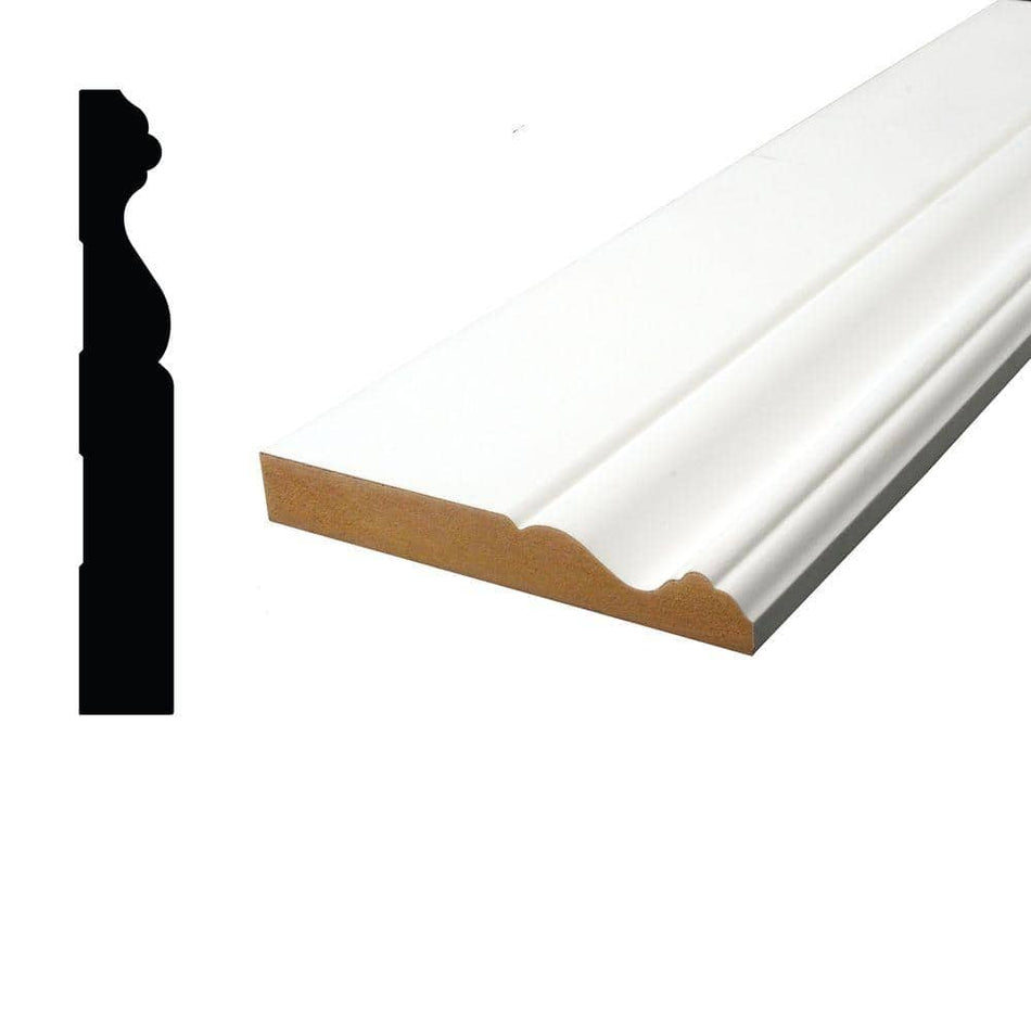 Alexandria Moulding 954 11/16 in. x  4 3/4 in. x  96 in. Colonial Primed MDF Baseboard Moulding (1-Piece ? 8 Total Linear Feet)