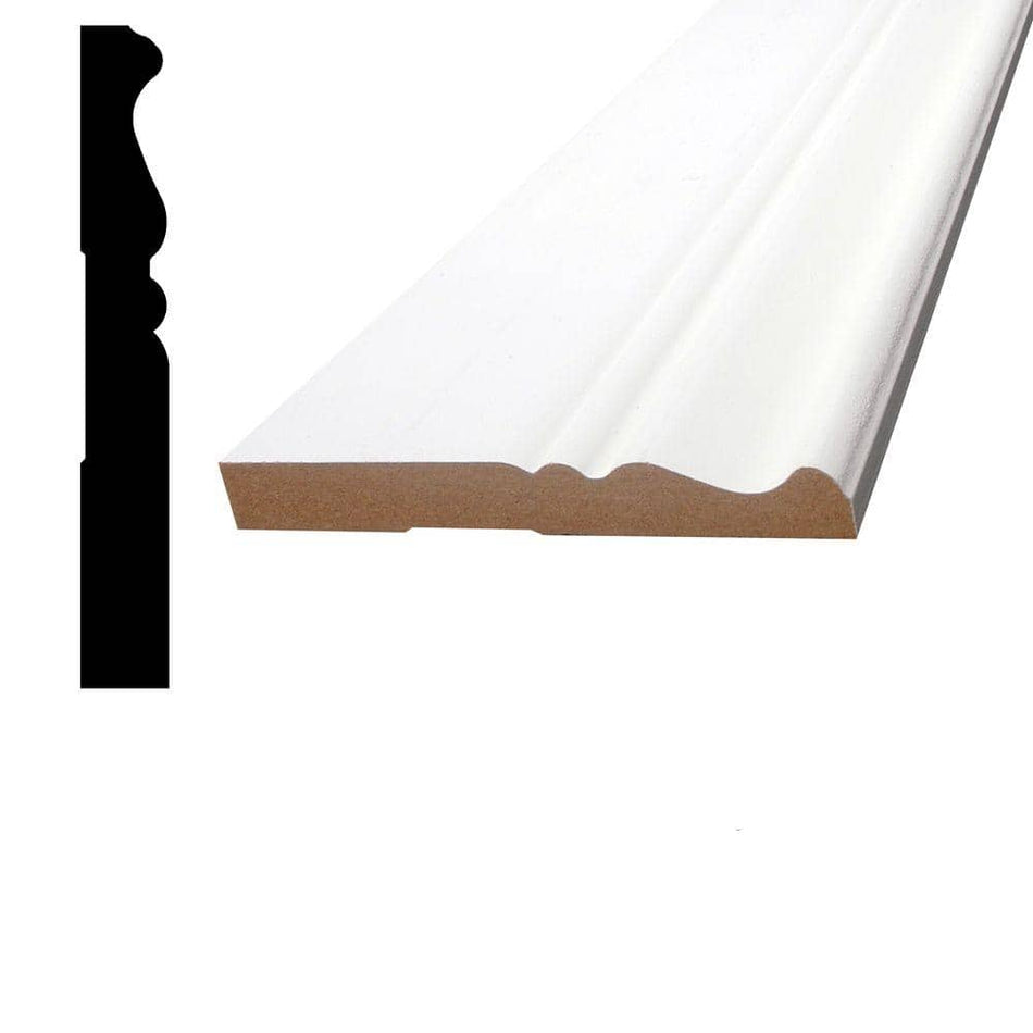 Alexandria Moulding 1/2 in. x 3-7/8 in. x 96 in. MDF Primed Fiberboard Baseboard Moulding