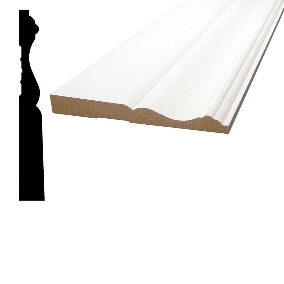 Alexandria Moulding 1/2 in. x 4-1/4 in. x 84 in. MDF Primed Fiberboard Baseboard Moulding