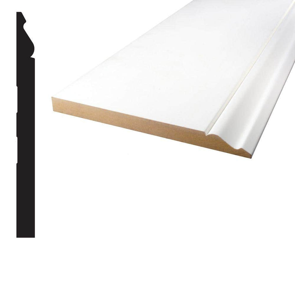 Alexandria Moulding 5/8 in. x 7-1/4 in. x 96 in. Primed MDF Baseboard Moulding