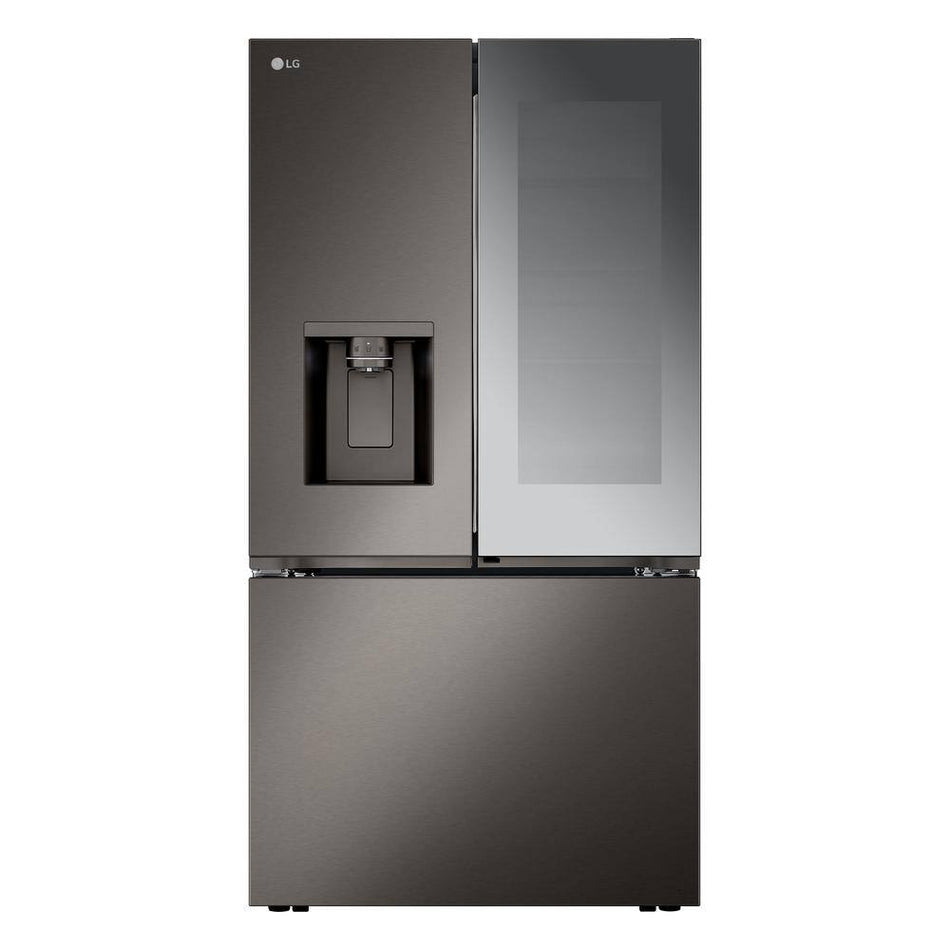 LG 26 cu. ft. Counter-Depth MAX French Door Refrigerator w/ Mirrored Instaview & 4 types of ice, Black Stainless Steel