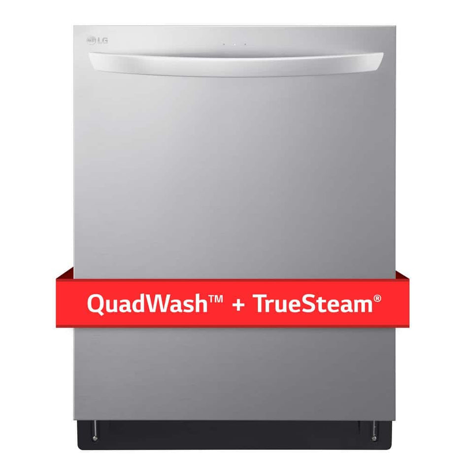 LG 24 in. in PrintProof Stainless Steel Top Control Dishwasher with Towel Bar, TrueSteam and QuadWash