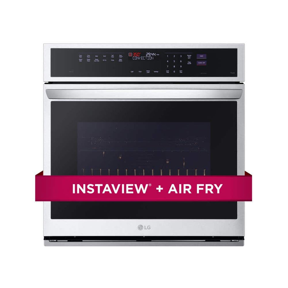 LG 4.7 cu. ft. 29.75 W Smart Single Electric Wall Oven with True Convection InstaView Air Fry Steam in Stainless Steel