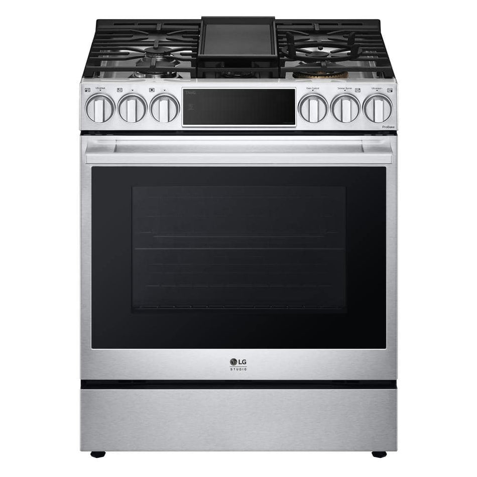 LG STUDIO 6.3 cu. ft. 30 in. Smart Slide-in Dual Fuel Range with Gas Stove and Electric Oven in. PrintProof Stainless Steel