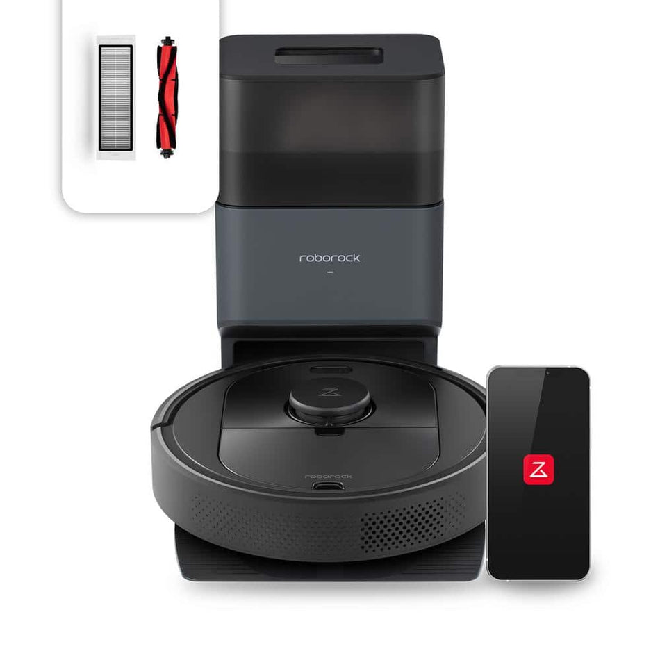 ROBOROCK Q5 Plus Robotic Vacuum with LIDAR Navigation, Self-Emptying, 2700Pa Suction, Washable Filter, Multi surface in Black