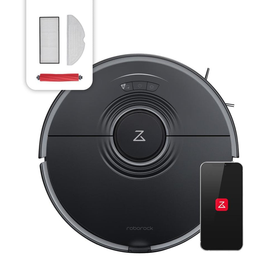 ROBOROCK S7 Robotic Vacuum withLiDAR Navigation, Bagless, Sonic Mopping, Washable Filter, Multisurface in Black
