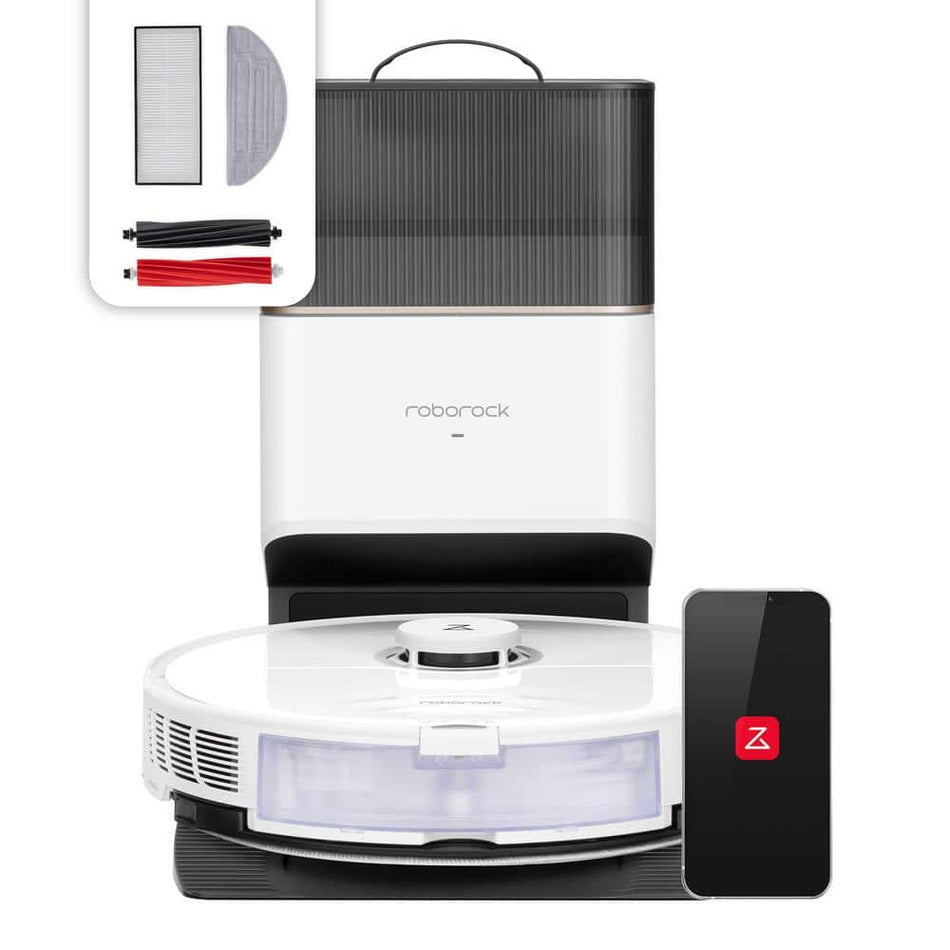 ROBOROCK S8 Plus Robotic Vacuum with LiDAR Navigation, Self-Emptying, Sonic Mopping, 6000PA Suction, Multisurface in White