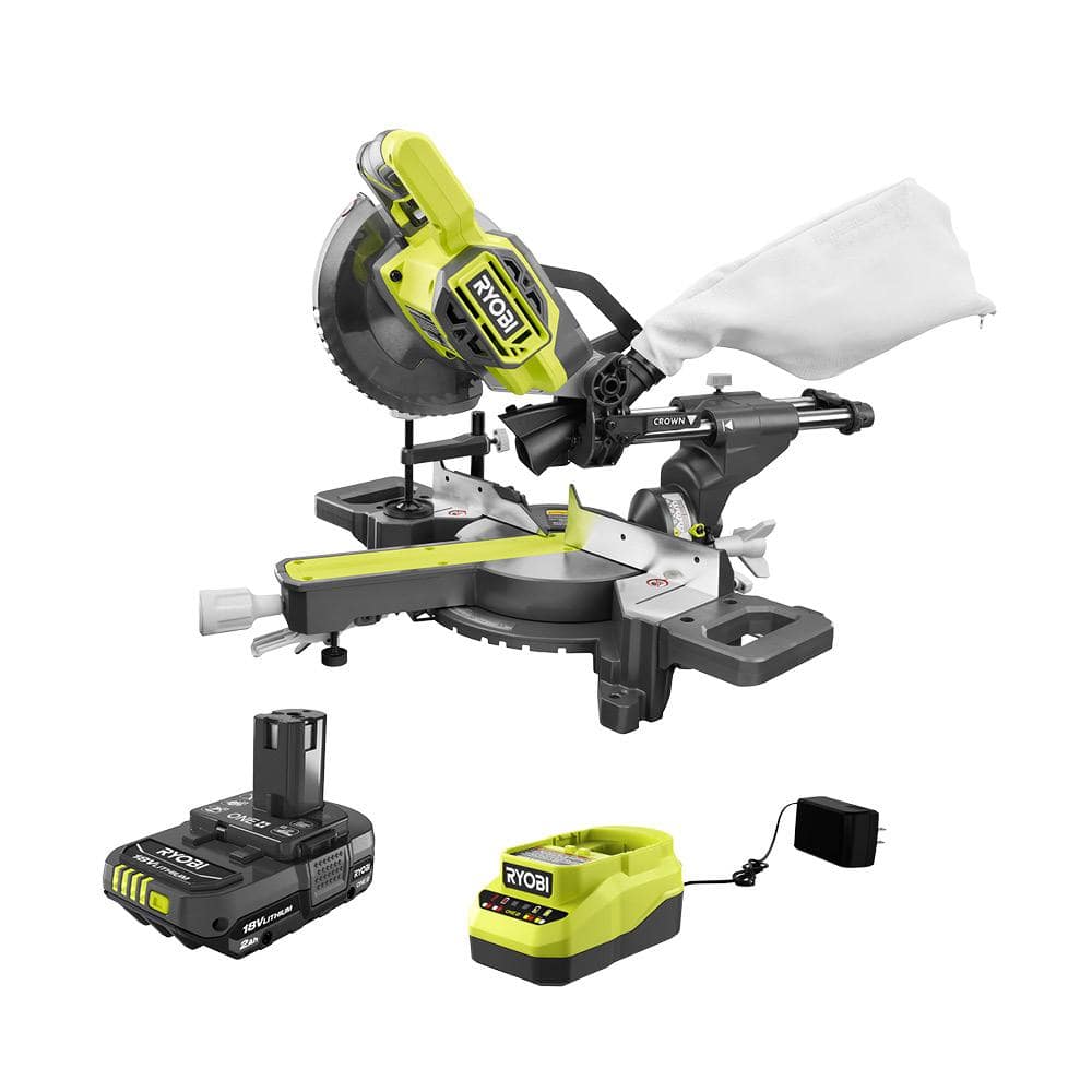 RYOBI ONE+ 18V Cordless 71/4 in. Sliding Compound Miter Saw with 2.0