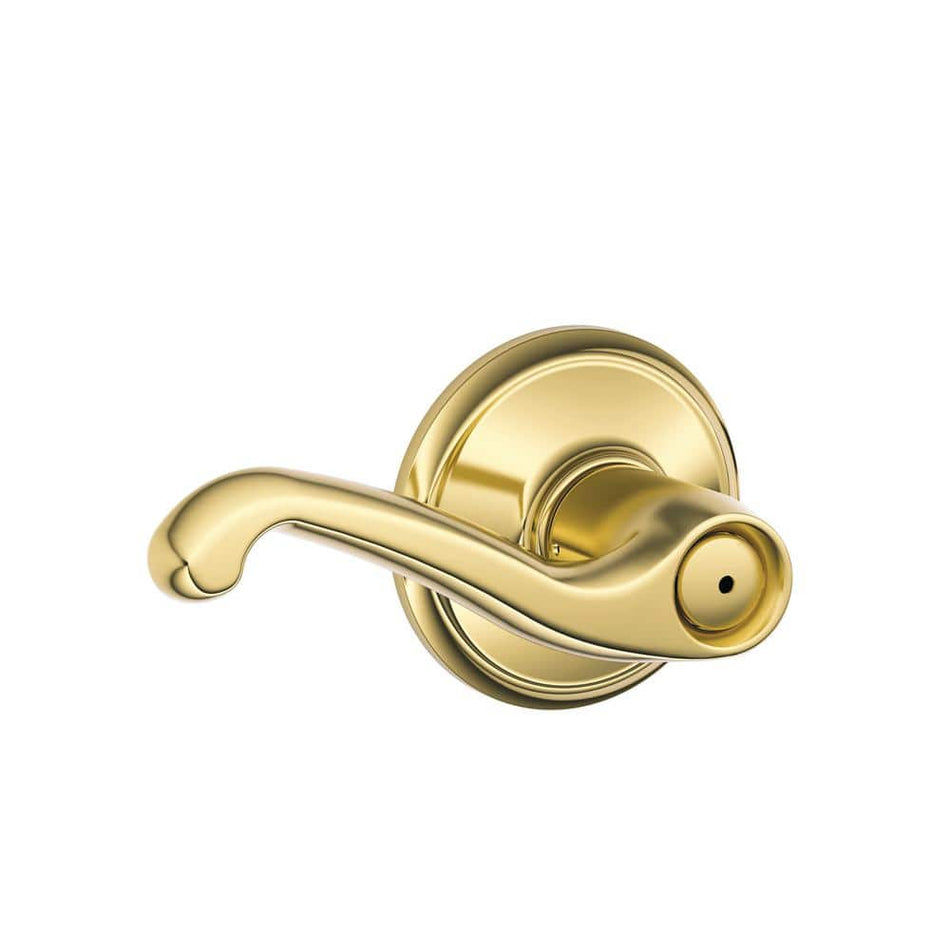 Schlage Flair Bright Brass Privacy Bed/Bath Door Handle