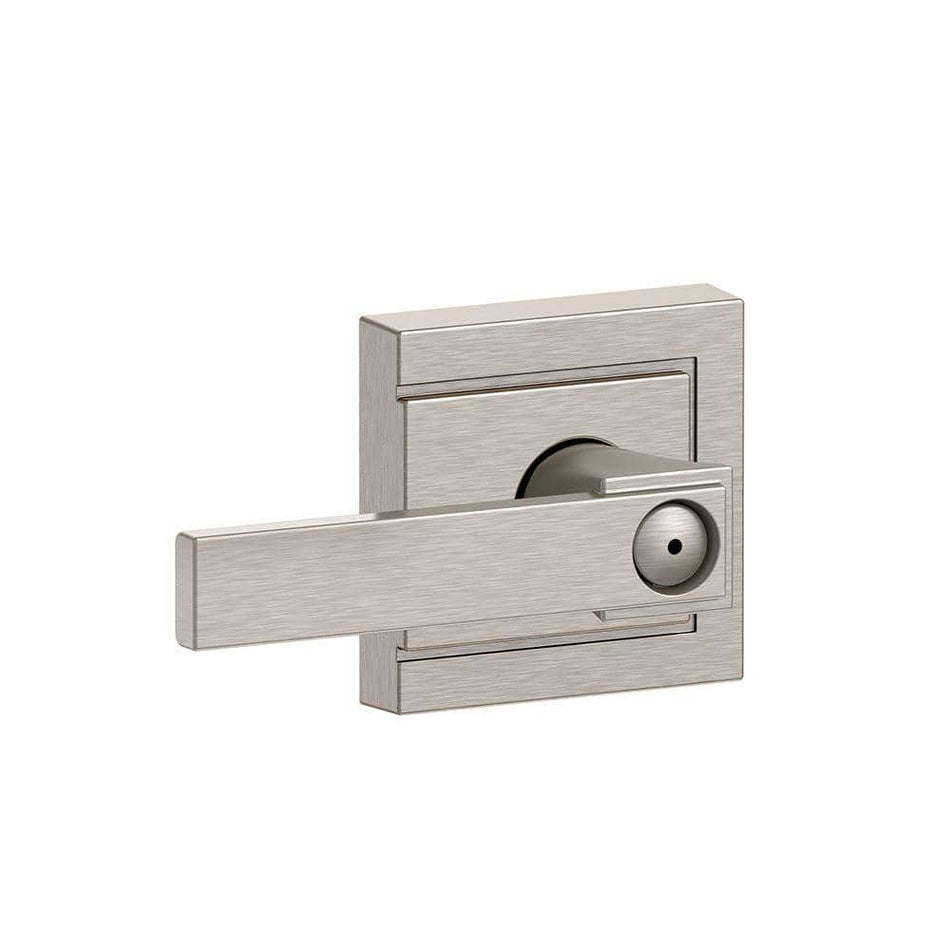 Schlage Northbrook Satin Nickel Privacy Bed/Bath Door Handle with Upland Trim