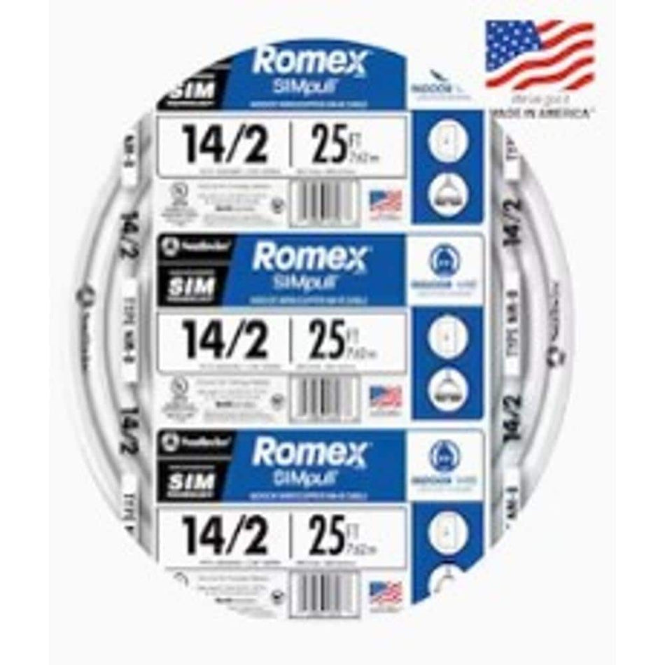 Southwire 25 ft. 14/2 Solid Romex SIMpull CU NM-B W/G Wire