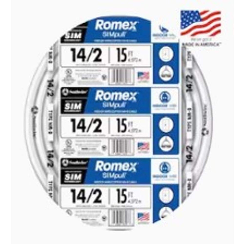 Southwire 15 ft. 14/2 Solid Romex SIMpull CU NM-B W/G Wire