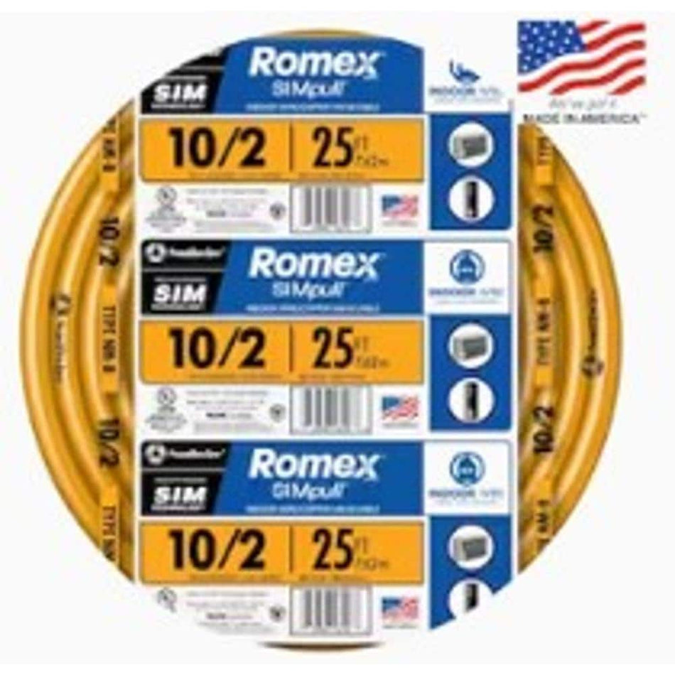 Southwire 25 ft. 10/2 Solid Romex SIMpull CU NM-B W/G Wire