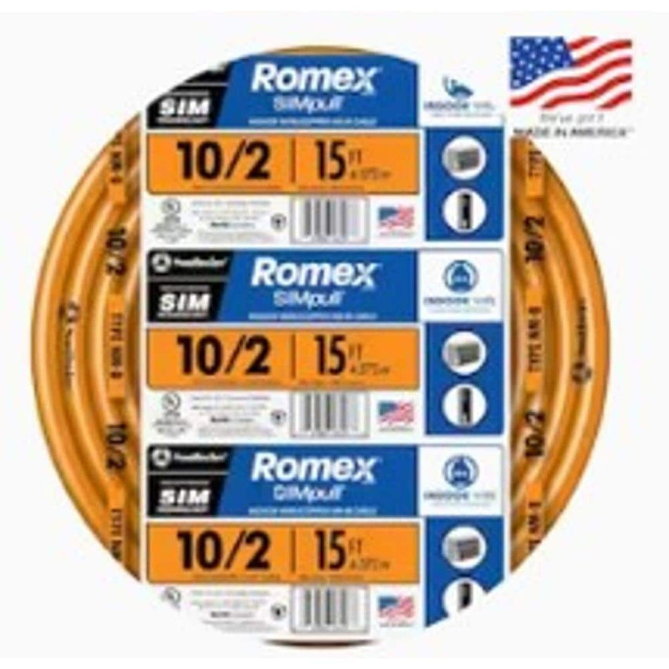 Southwire 15 ft. 10/2 Solid Romex SIMpull CU NM-B W/G Wire