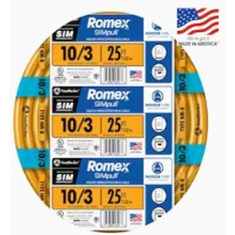 Southwire 25 ft. 10/3 Solid Romex SIMpull CU NM-B W/G Wire