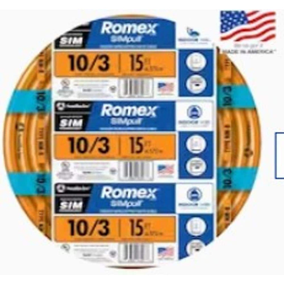 Southwire 15 ft. 10/3 Solid Romex SIMpull CU NM-B W/G Wire