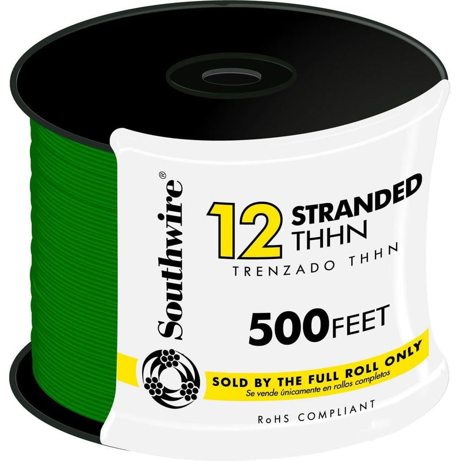 Southwire 500 ft. 12 Green Stranded CU THHN Wire