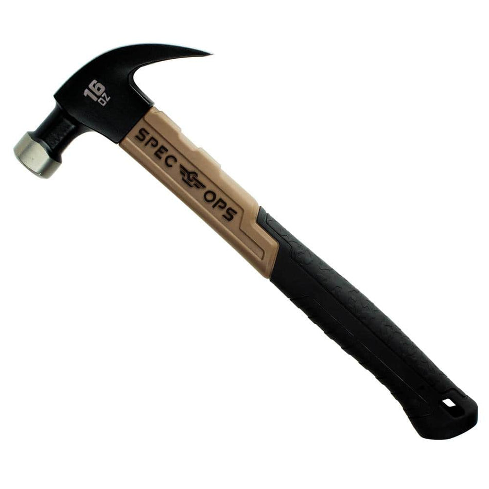 SPEC OPS 16 oz. Smooth Face Curved Claw Hammer, Fiberglass Handle