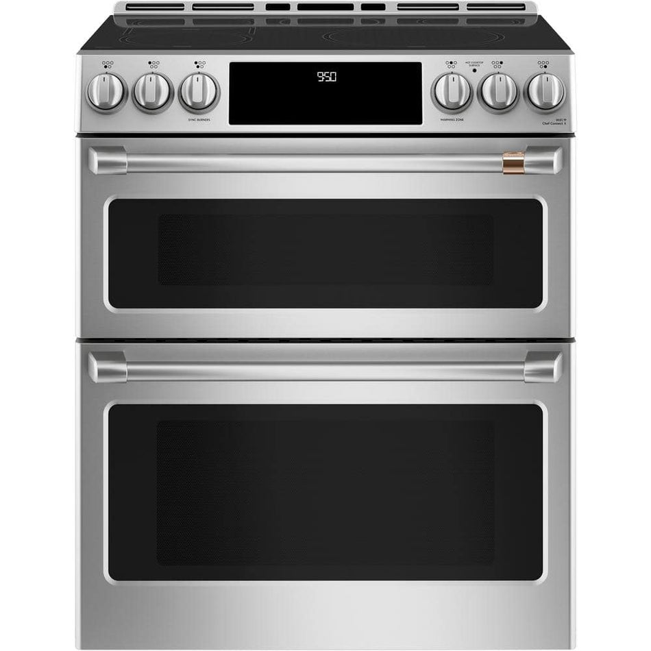 Cafe 30 in. 6.7 cu. ft. Smart Slide-In Double Oven Induction Range with Convection in Stainless Steel