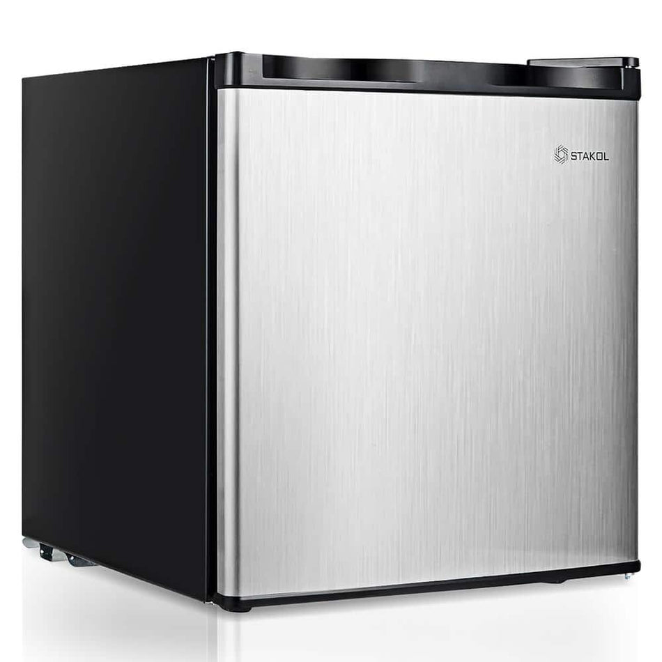 Costway 1.1 cu. ft. Compact Single Door Mini Upright Freezer in Stainless Steel Door Dorm