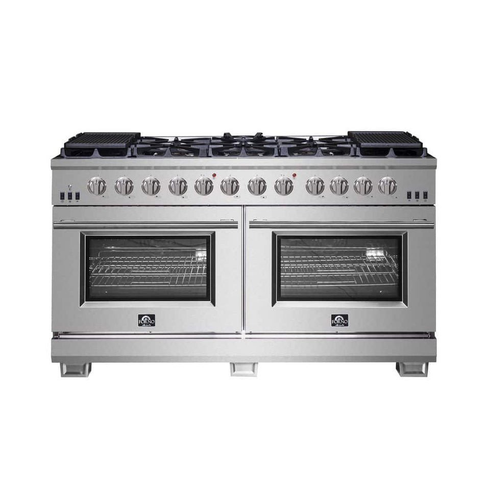 Forno Capriasca Titanium Professional 60 in. Freestanding Pro Style Double Oven Gas Range in Stainless Steel