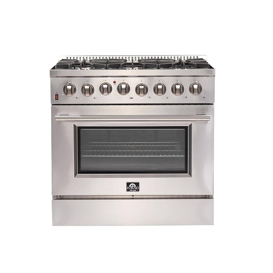 Forno Galiano 36 in. Freestanding Pro Gas Range with 6 Sealed Burners and Electric 240-Volt Oven in Stainless Steel