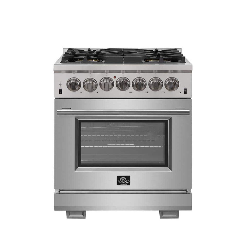 Forno Capriasca 30 in. 4.32 cu. ft. Gas Range with 5 Gas Burners and Electric 240-Volt Oven in Stainless Steel