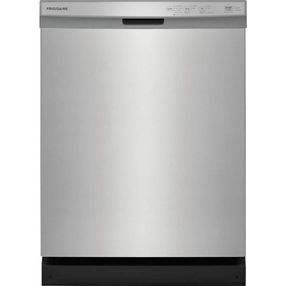 Frigidaire 24 in Front Control Built-In Tall Tub Dishwasher in Stainless Steel with 4-cycles and DishSense Sensor Technology