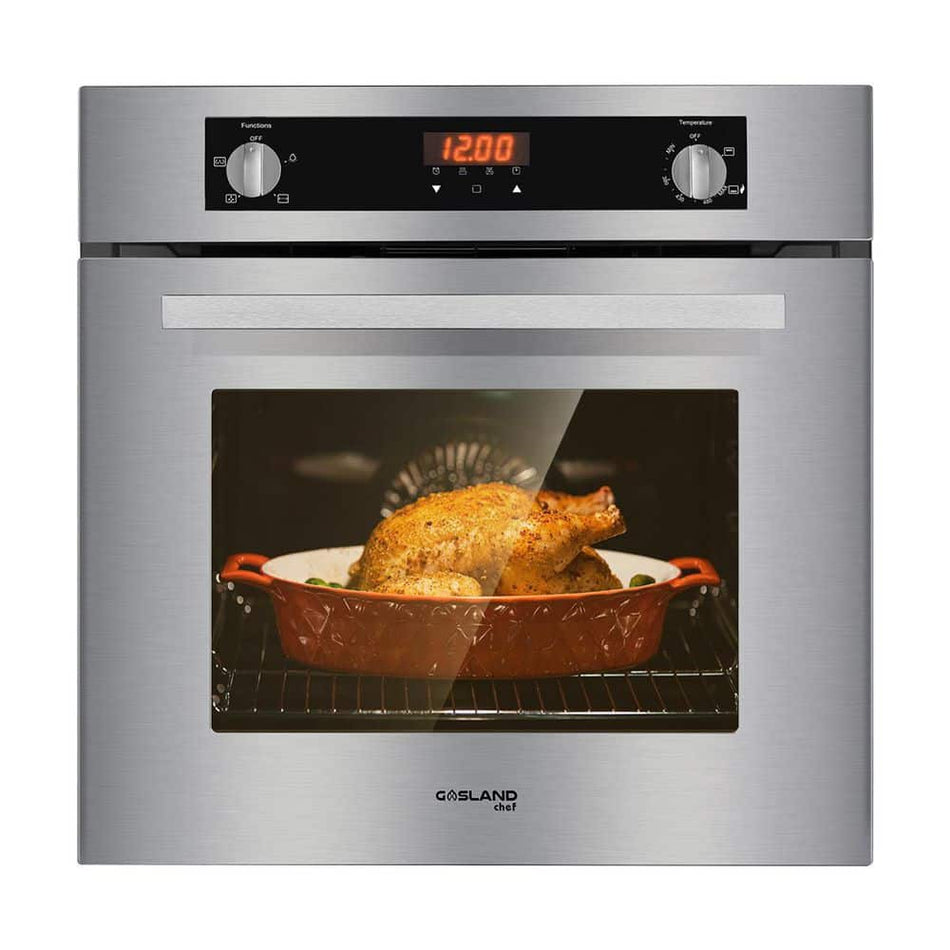 GASLAND Chef 24 in. Built-In Single Natural Gas Wall Oven with Rotisserie, Digital Display in Stainless Steel, CSA Approved