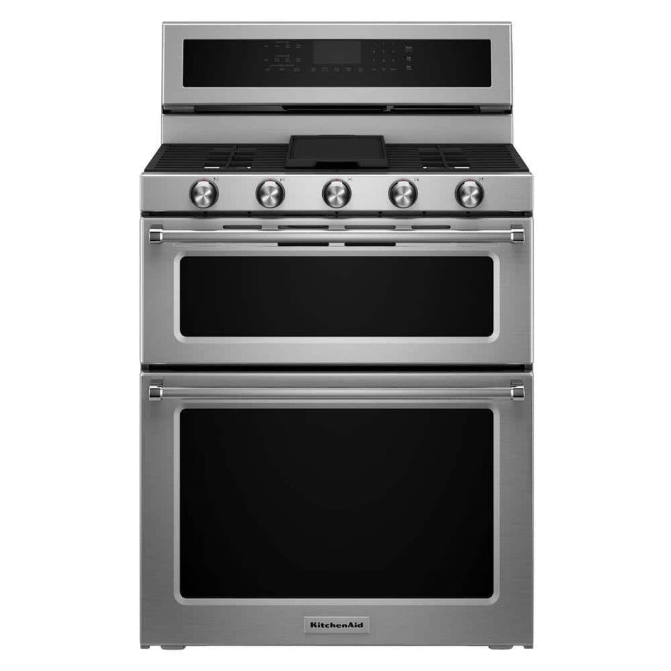 KitchenAid 6.7 cu. ft. Double Oven Dual Fuel Gas Range with Self-Cleaning Convection Oven in Stainless Steel