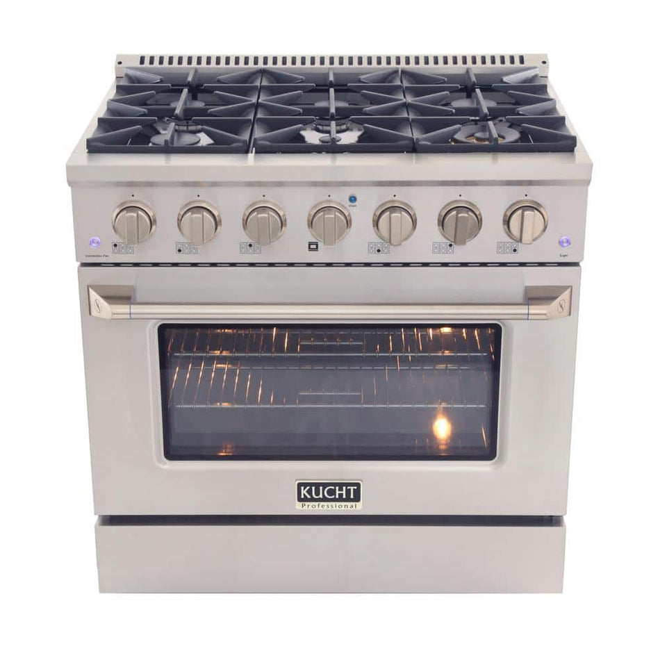 Kucht 36 in. 5.2 cu. ft. Dual Fuel Range with Gas Stove and Electric Oven with Convection Oven in Stainless Steel