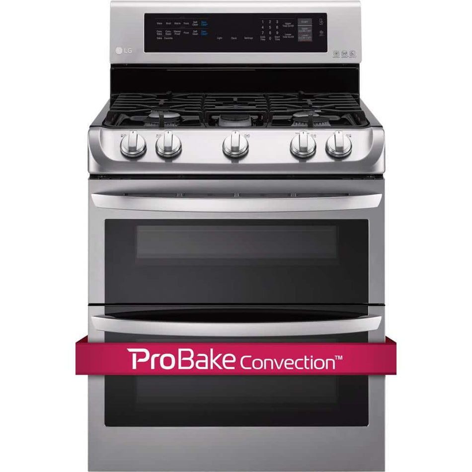 LG 6.9 cu. ft. Double Oven Gas Range with ProBake Convection Oven, Self Clean and EasyClean in Stainless Steel