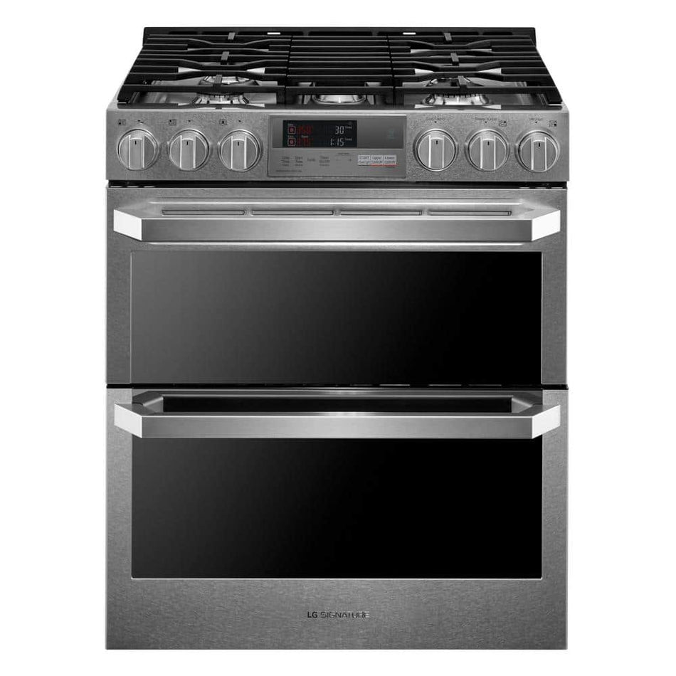 LG SIGNATURE 7.3 cu. ft. Smart Slide-In Double Oven Dual-Fuel Range with ProBake Convection & Wi-Fi Enabled in Stainless Steel