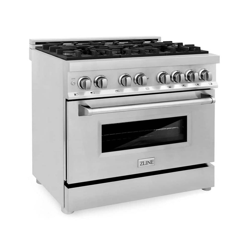 ZLINE Kitchen and Bath 36 in. 6 Burner Dual Fuel Range in Stainless Steel