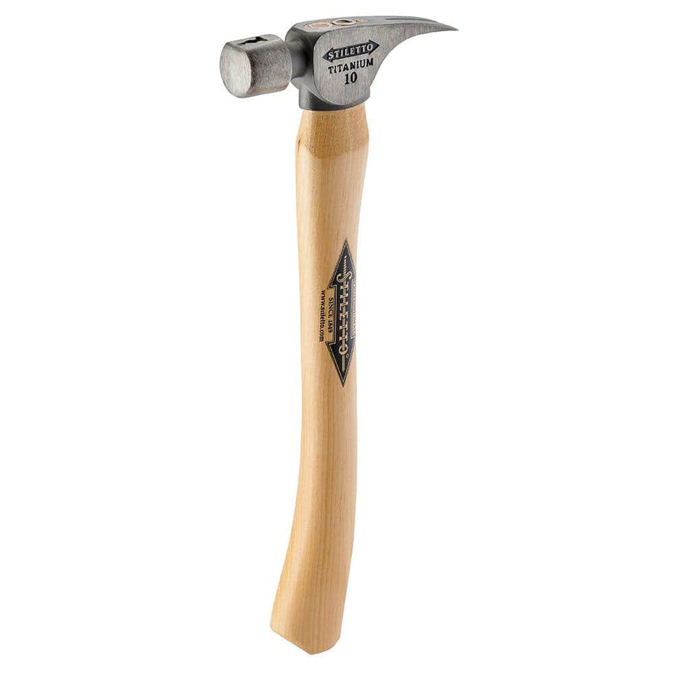 Stiletto 10 oz. Titanium Smooth Face Hammer with 14 1/2 in. Curved Hickory Handle