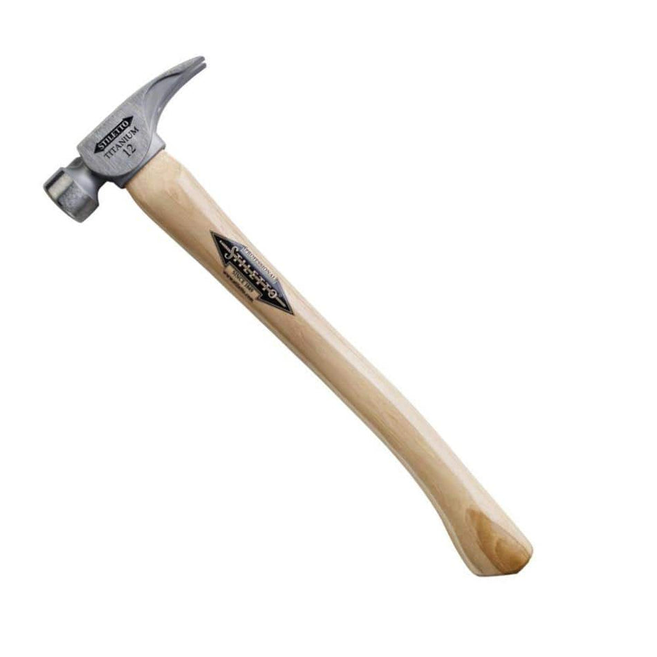 Stiletto 12 oz. Titanium Smooth Face Hammer with 18 in. Curved Hickory Handle