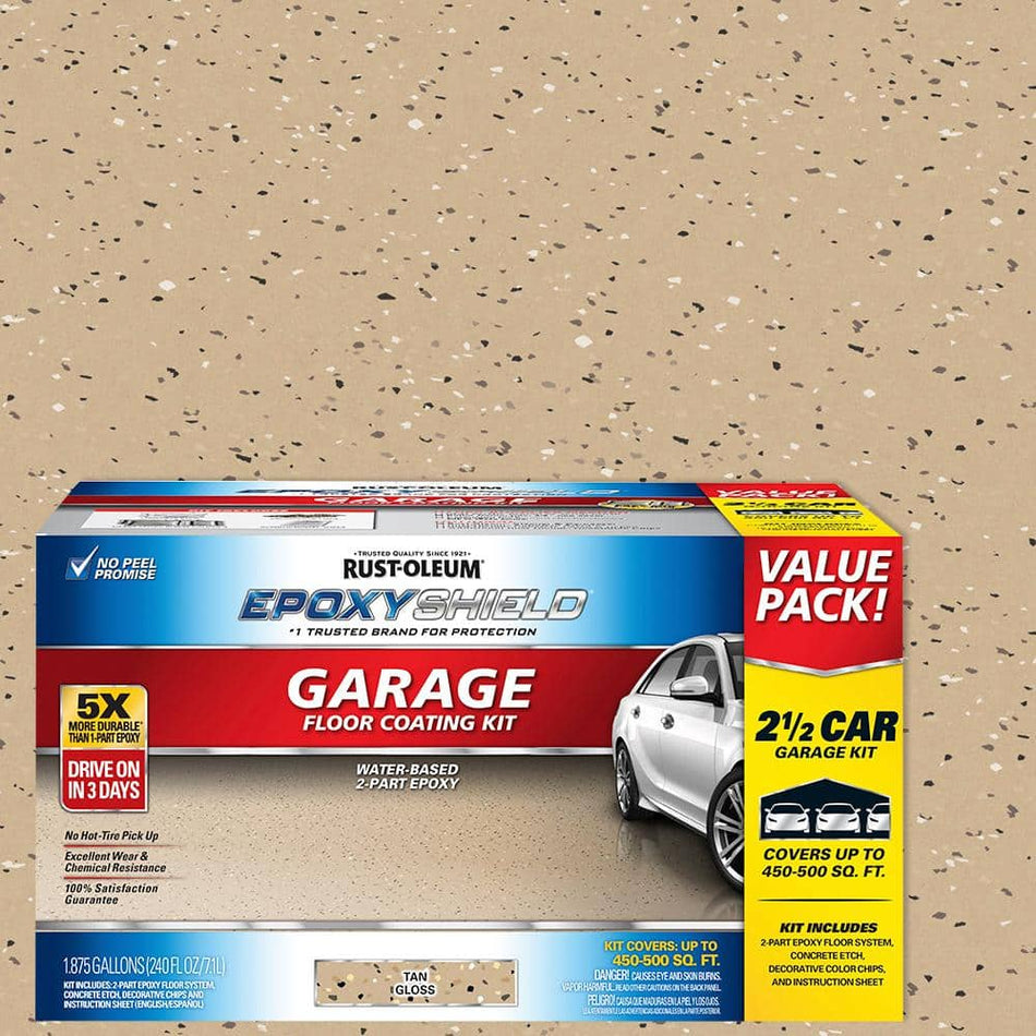 Rust-Oleum EpoxyShield 240 oz. Tan High-Gloss 2.5-Car Garage Floor Kit