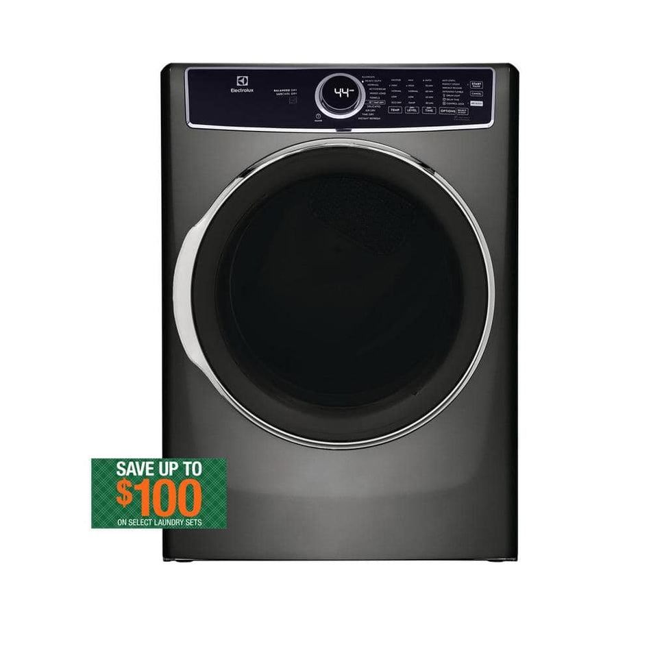 Electrolux 8 cu. ft. vented Front Load Stackable Electric Dryer in Titanium with LuxCare Dry and Perfect Steam