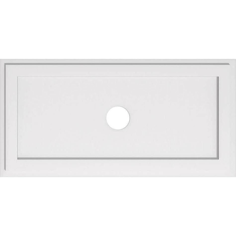 Ekena Millwork 40 in. W x 20 in. H x 4 in. ID x 1 in. P Rectangle Architectural Grade PVC Contemporary Ceiling Medallion