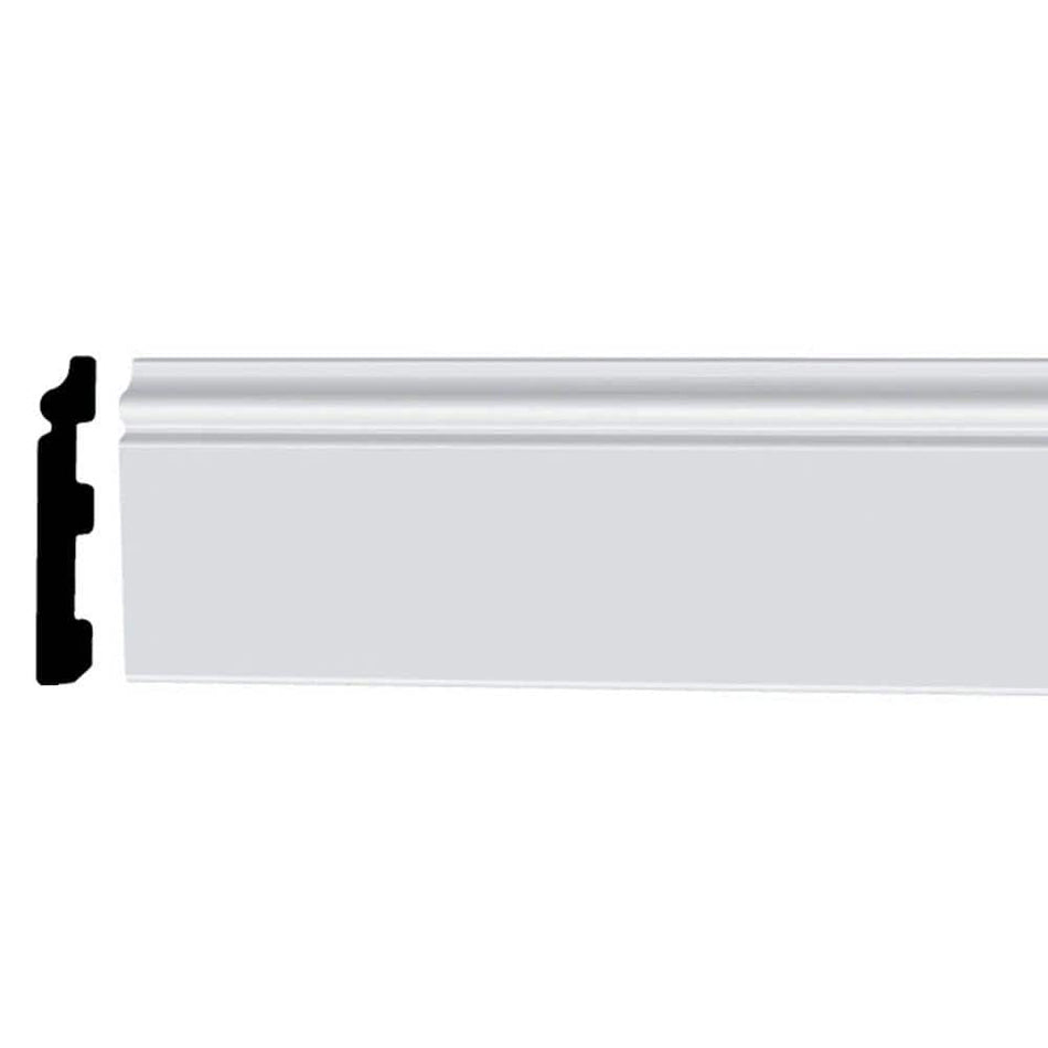 American Pro Decor 3-1/8 in. x 1/2 in. x 96 in. Plain Recycled Polystyrene Base Moulding Pro Pack 48 LF (6-Pack)