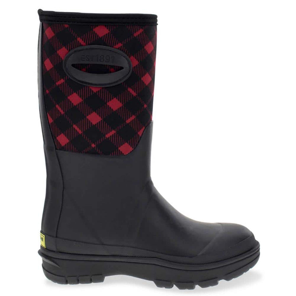 WESTERN CHIEF Women's Buffalo Check 10.5" Mid Polarprene Rubber Rain Boot - Black Size 9