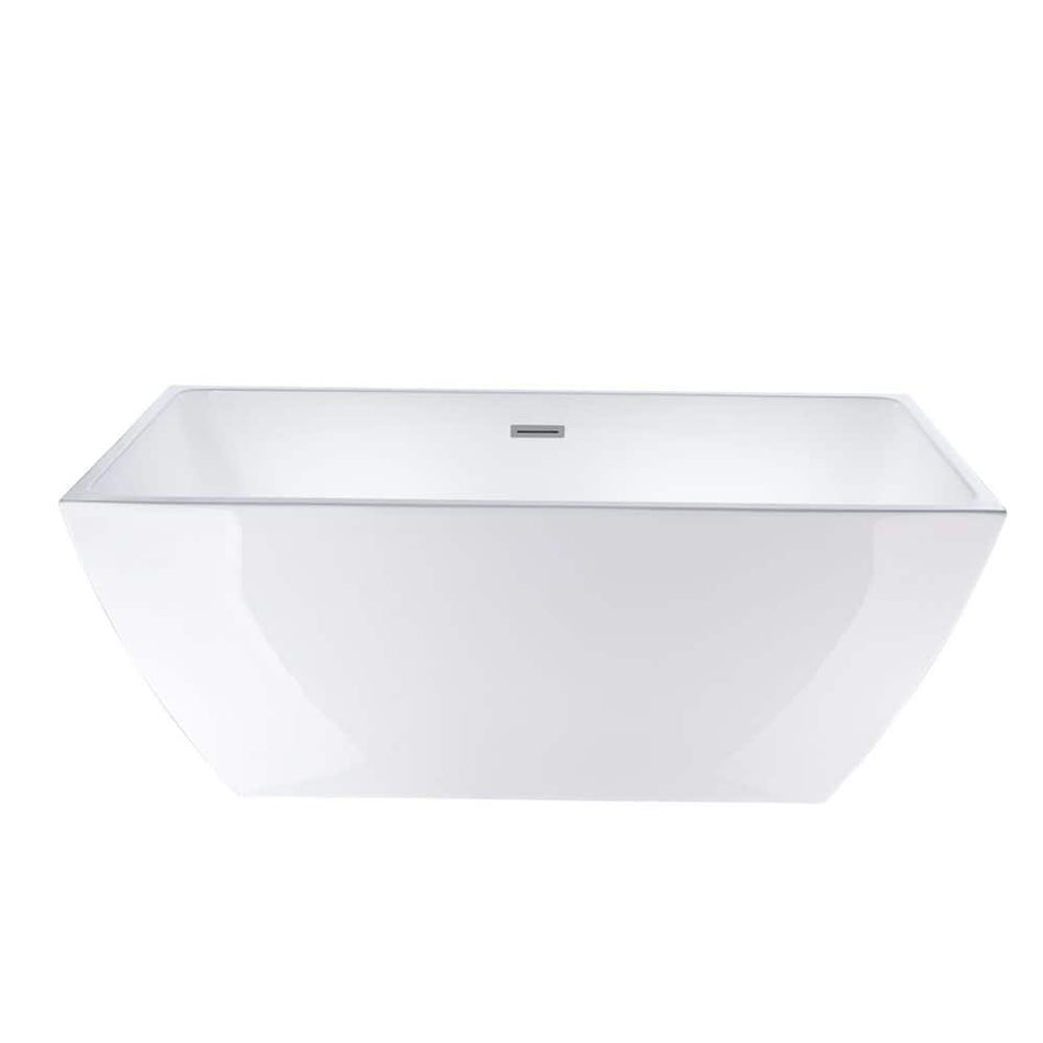 Vanity Art Montpellier 59 in. L x 30 in. W Acrylic Flatbottom Freestanding Bathtub in White/Classic Chrome