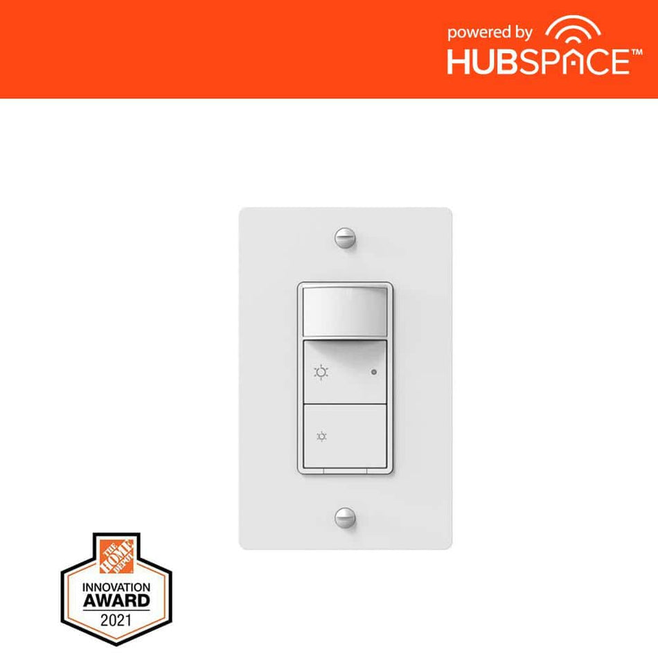 Commercial Electric 500-Watt Single White Pole Smart Dimmer Switch with Motion Sensor Powered by Hubspace (1-pack)